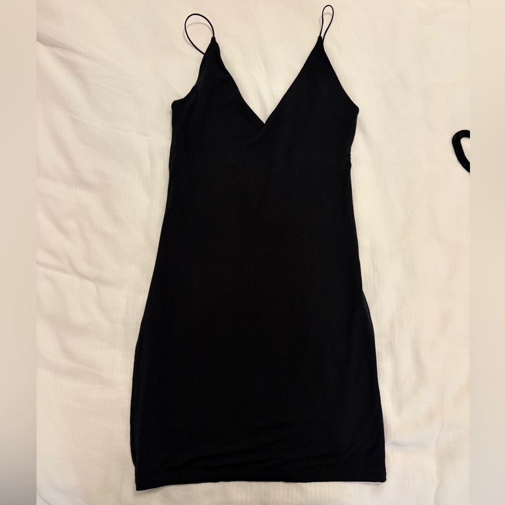 Black V-Neck Mini Dress